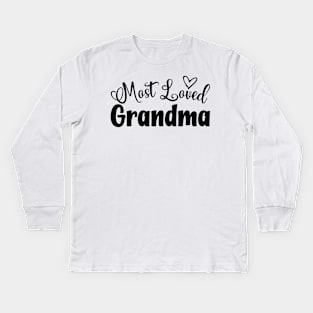 Most Loved Grandma yellow  - Grandmother - World's Best Grandma Kids Long Sleeve T-Shirt